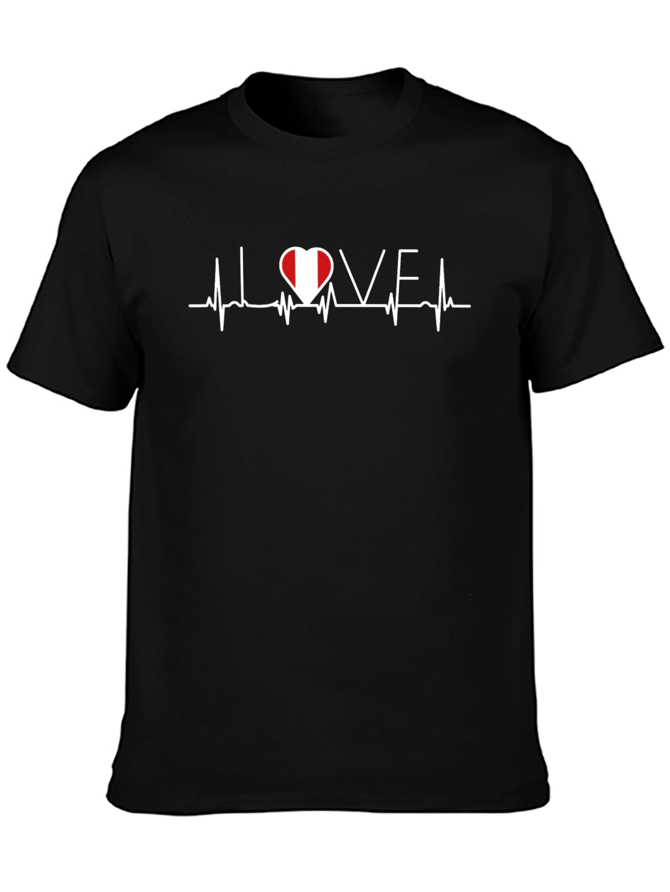 Love Peru Heartbeat T-Shirt - Black