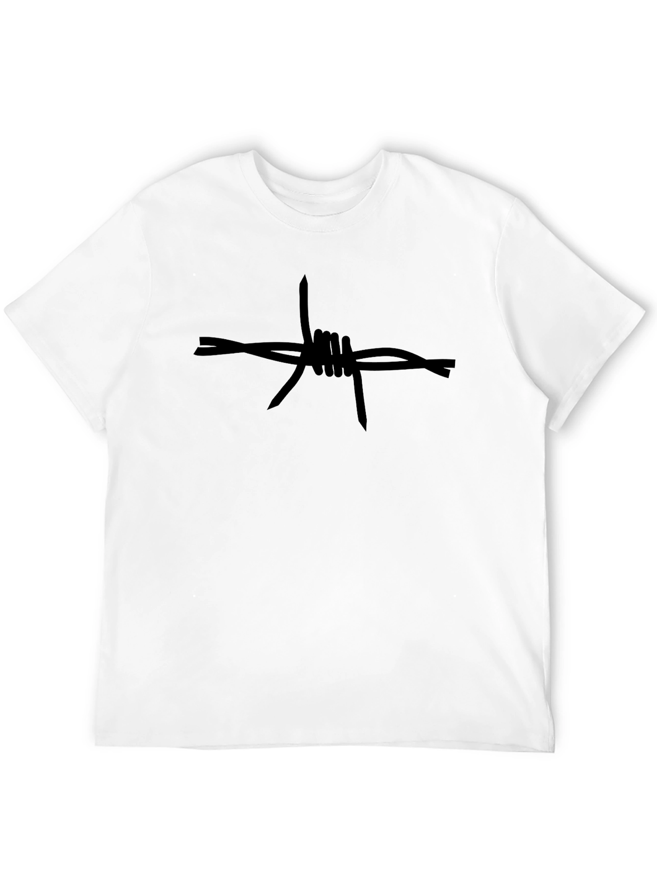 Edgy Barbed Wire Graphic Tee - Black Cotton Shirt