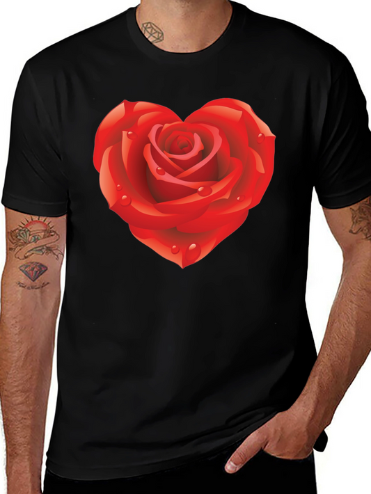Heart Rose Graphic Tee - Black
