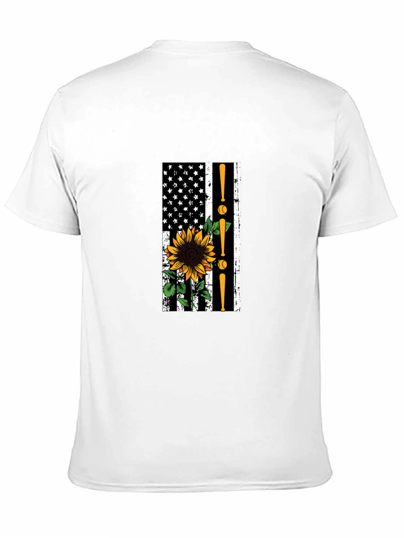Baseball Sunflower American Flag T-Shirt