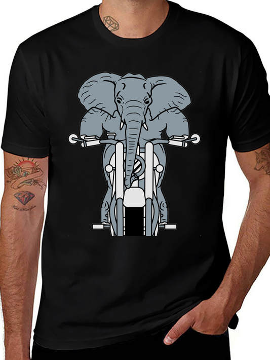 Elephant Rider Graphic Tee - Cool Biker Style