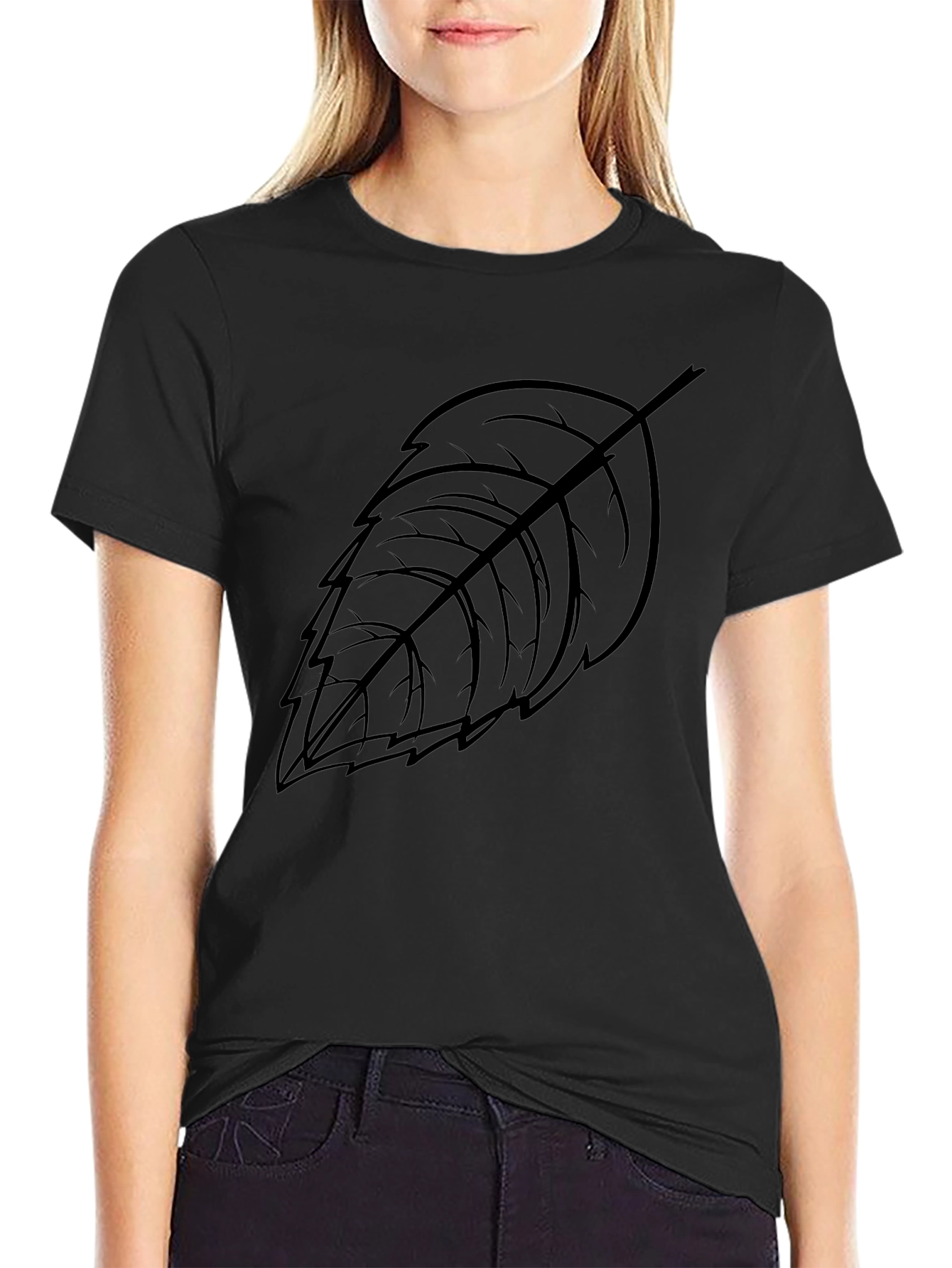 Leaf Graphic Print Black T-Shirt - Casual Style