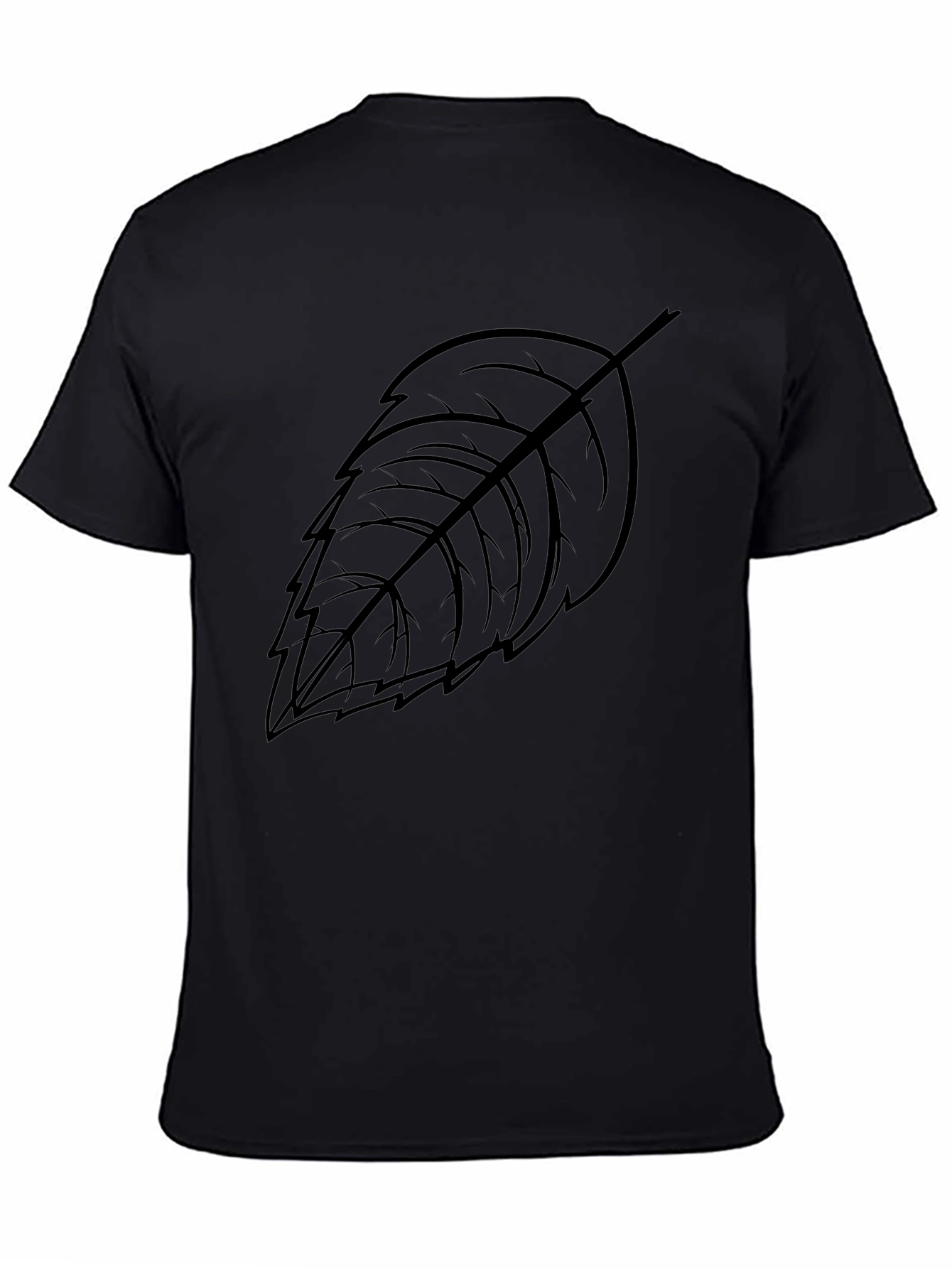 Leaf Graphic Print Black T-Shirt - Casual Style