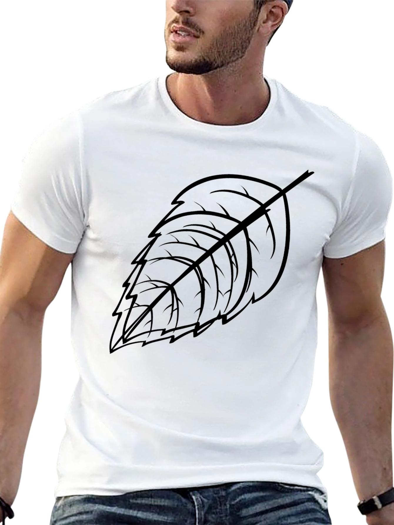 Leaf Graphic Print Black T-Shirt - Casual Style