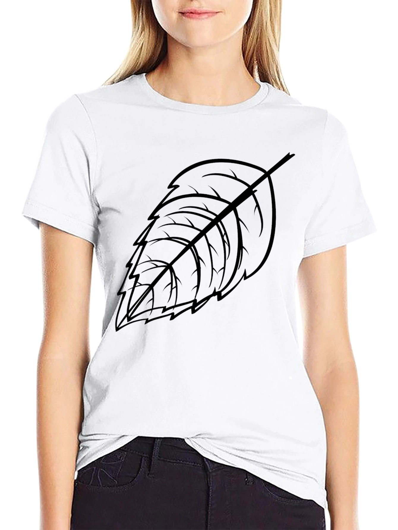 Leaf Graphic Print Black T-Shirt - Casual Style