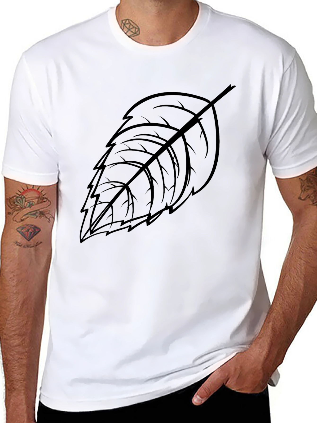 Leaf Graphic Print Black T-Shirt - Casual Style