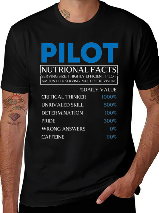 Pilot Nutritional Facts T-Shirt - Funny Aviation Gift