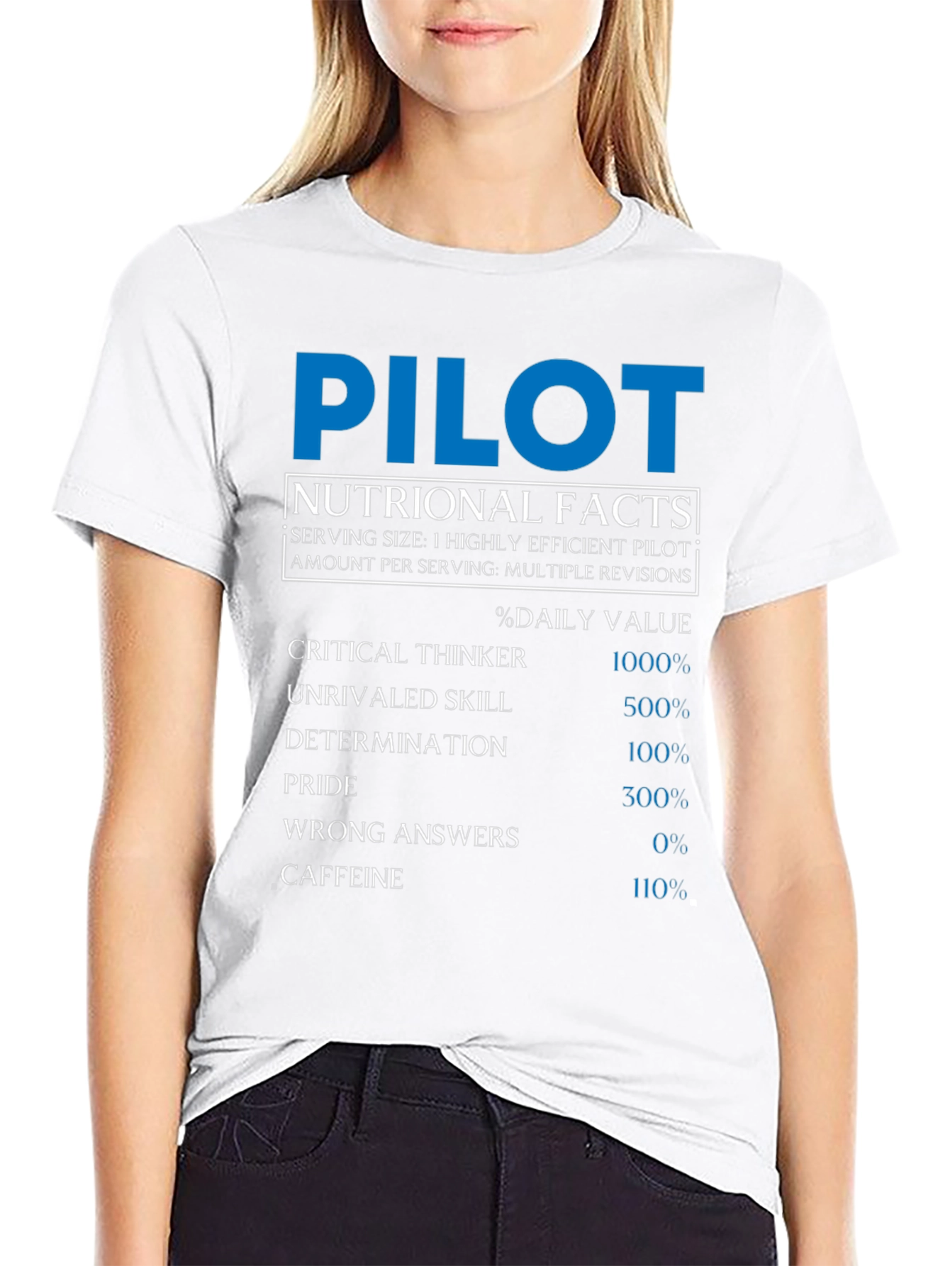 Pilot Nutritional Facts T-Shirt - Funny Aviation Gift
