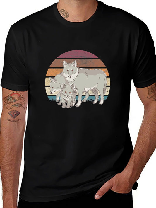 Wolf Pack Graphic Tee - Retro Sunset Design