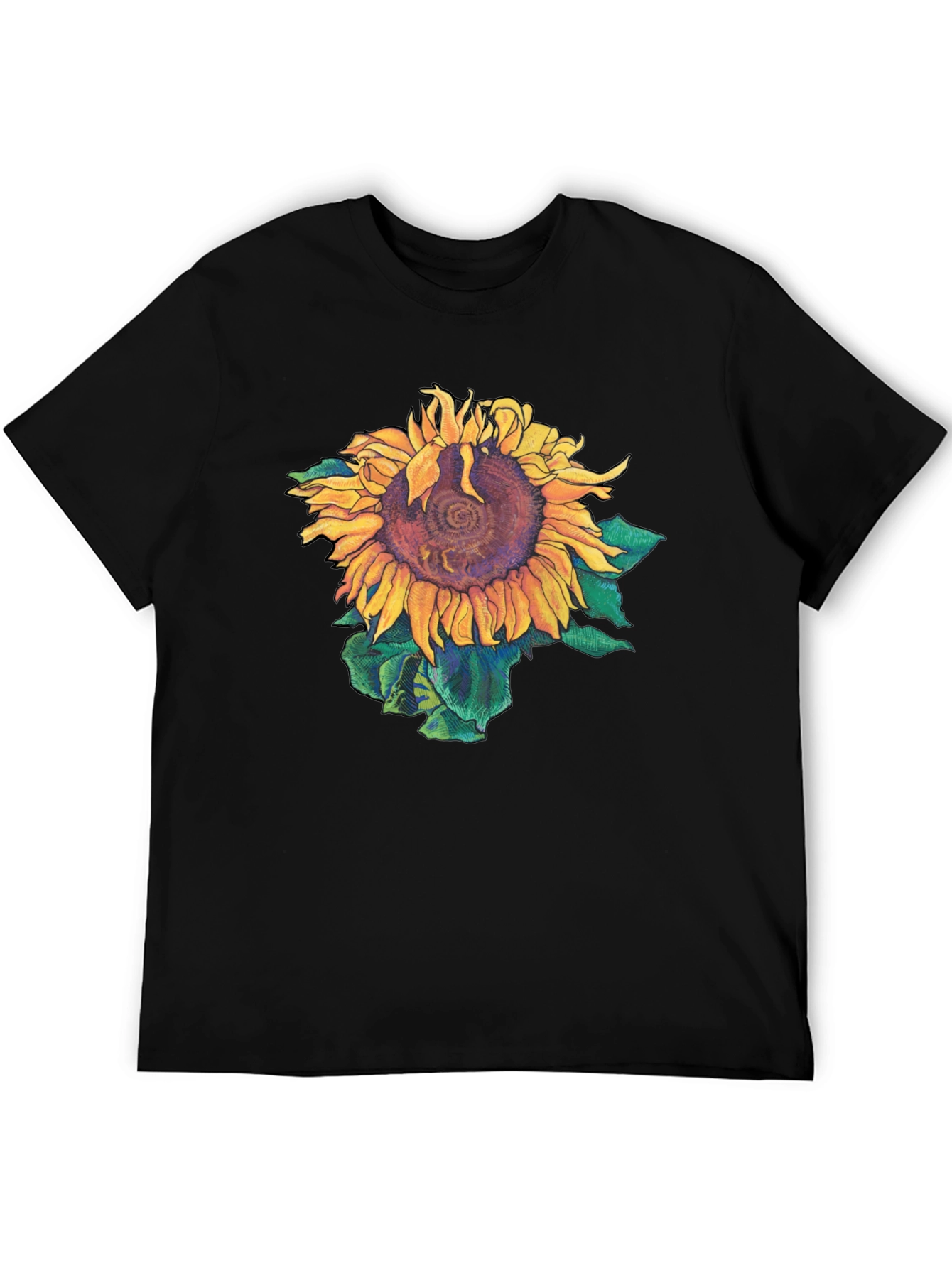 Sunflower Graphic Print Black T-Shirt