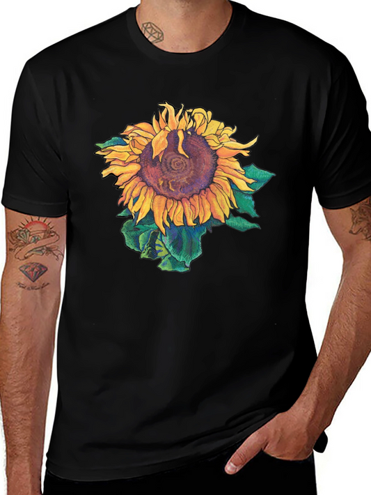 Sunflower Graphic Print Black T-Shirt