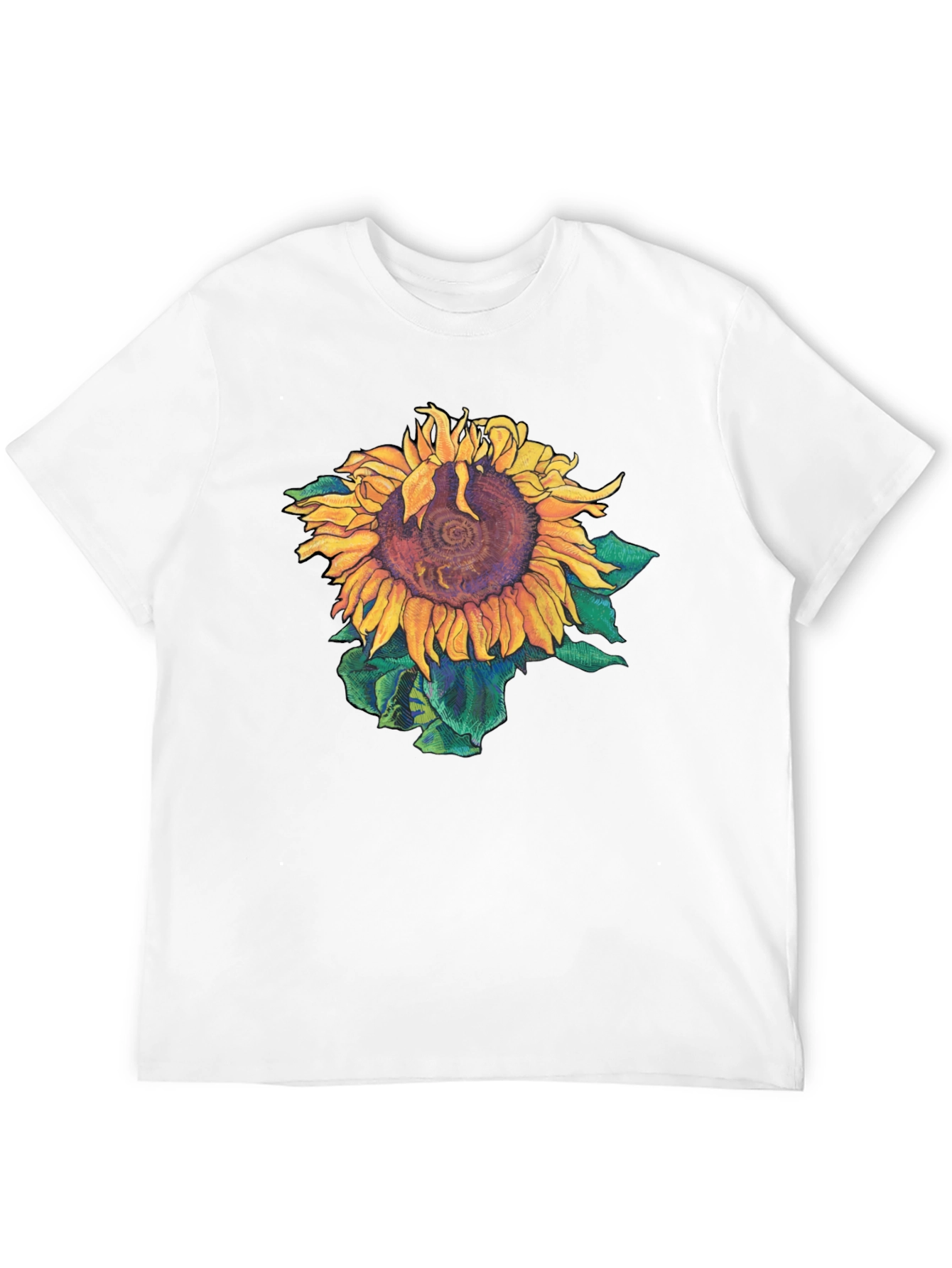 Sunflower Graphic Print Black T-Shirt