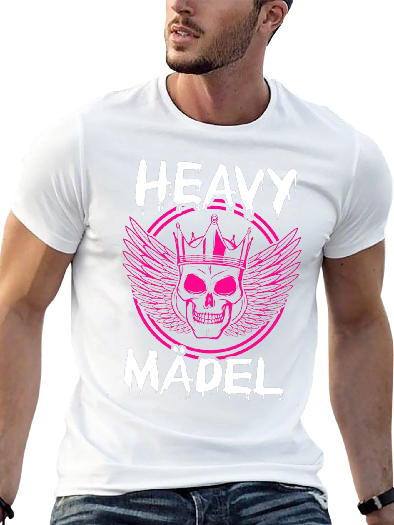 Heavy Mädel Pink Skull Graphic T-Shirt