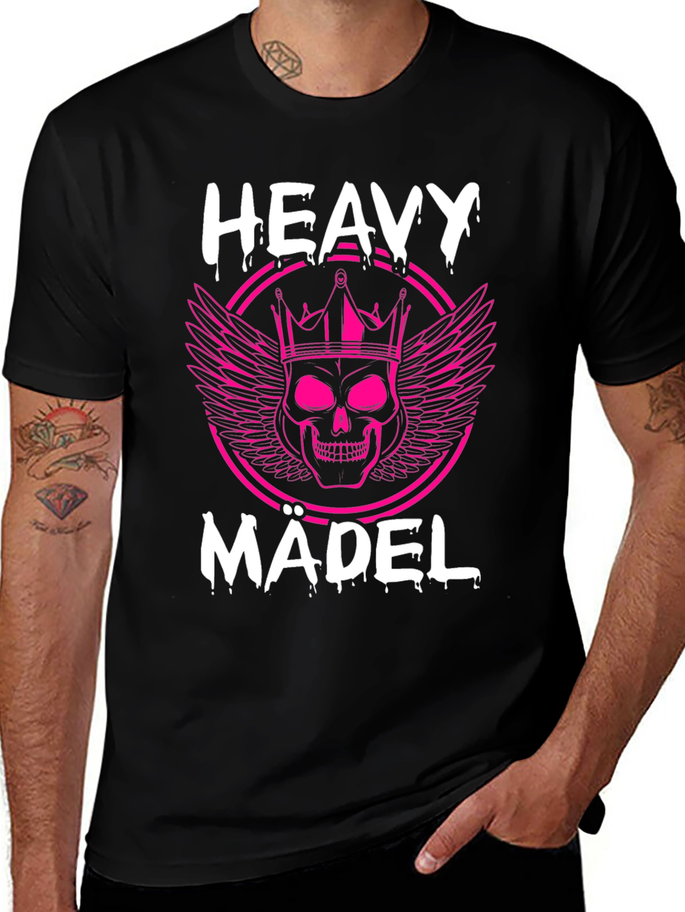 Heavy Mädel Pink Skull Graphic T-Shirt
