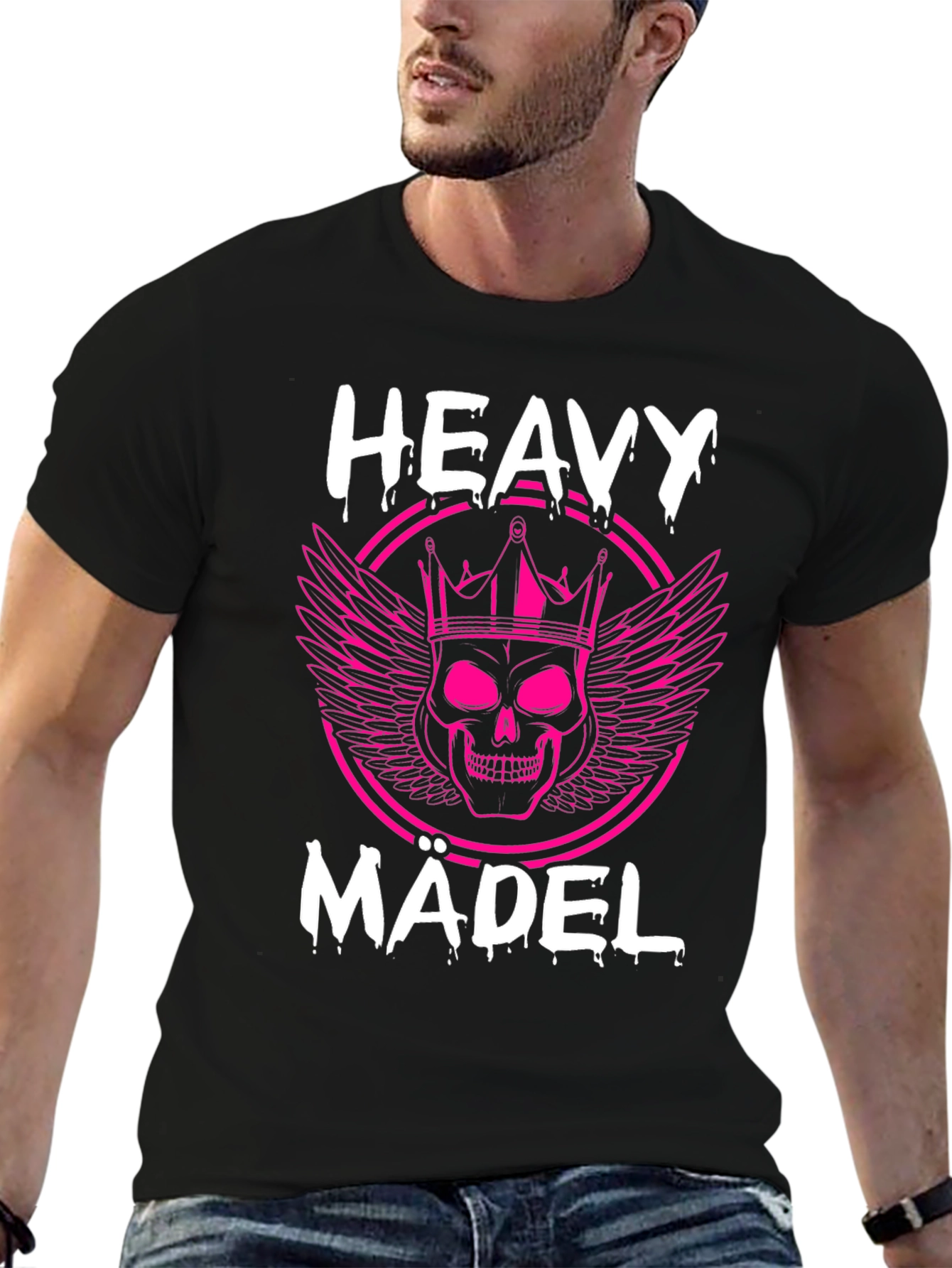 Heavy Mädel Pink Skull Graphic T-Shirt