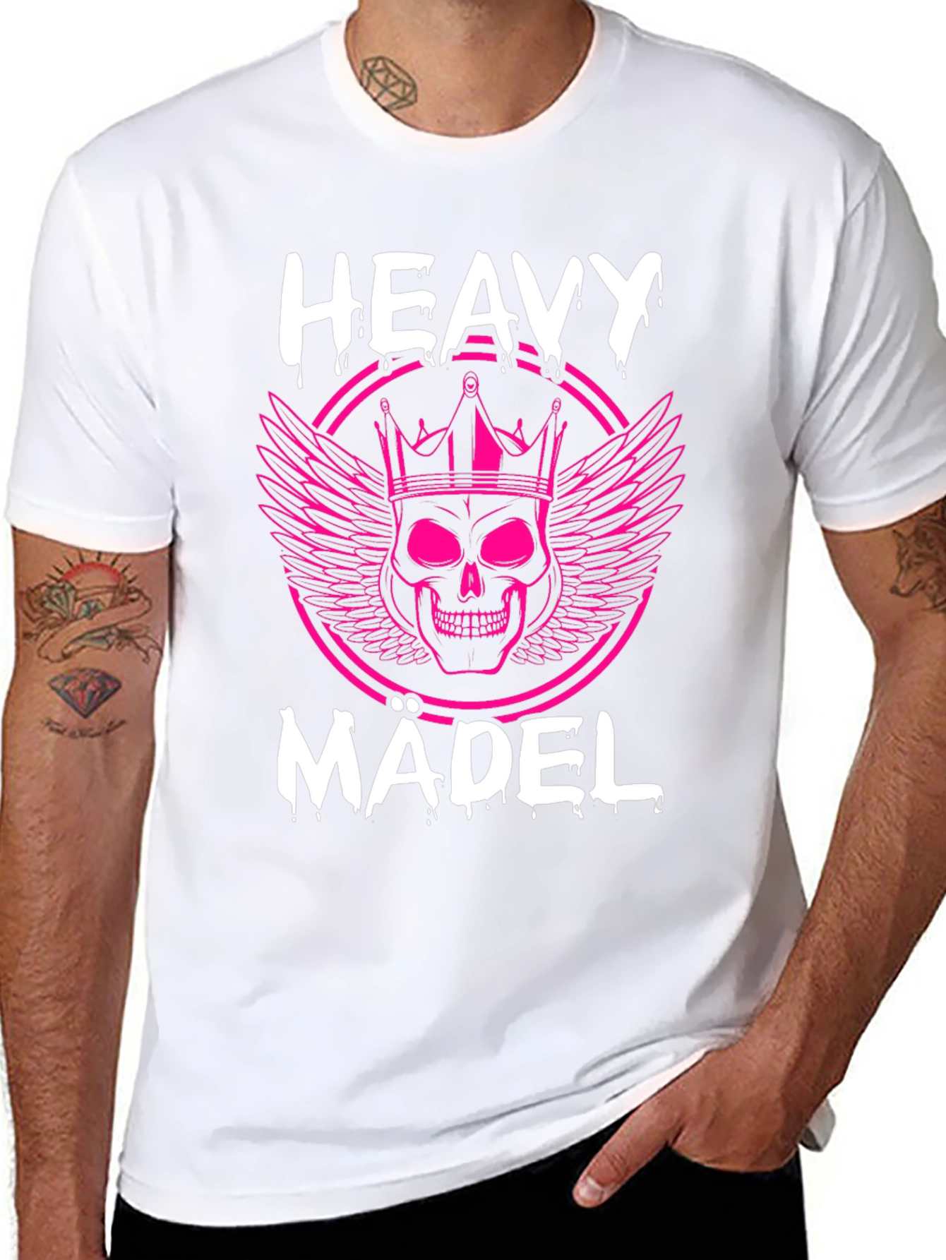 Heavy Mädel Pink Skull Graphic T-Shirt