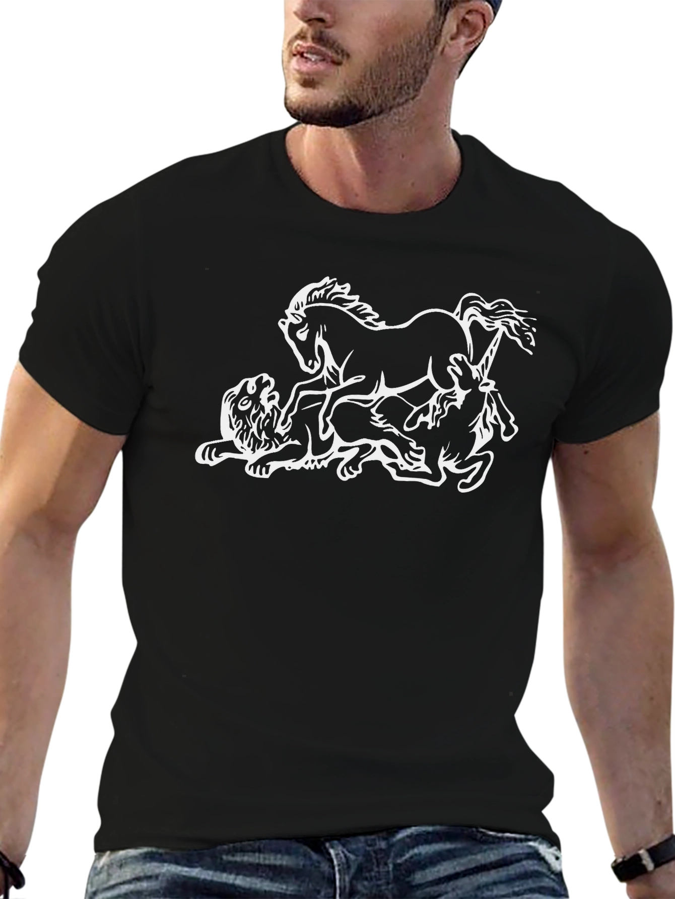 Unicorn & Lion T-Shirt - Black