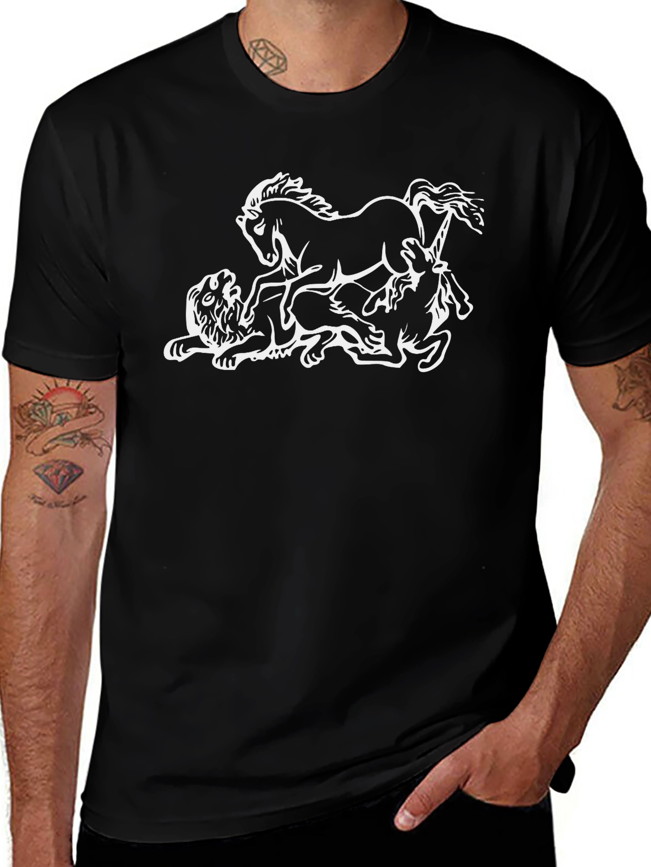 Unicorn & Lion T-Shirt - Black