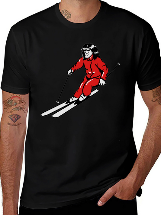 Retro Ski T-Shirt - Black Cotton Blend