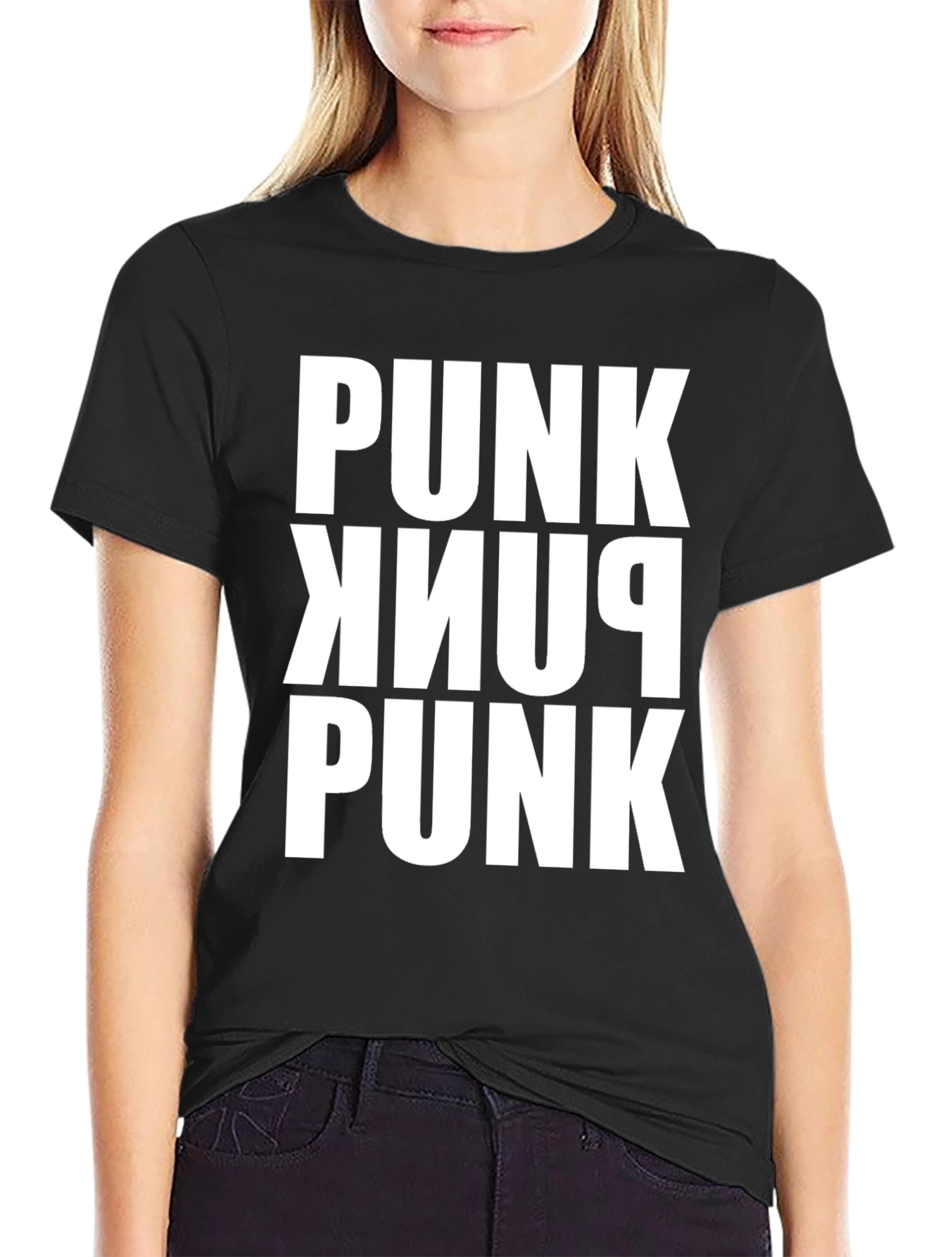 Punk Bold Graphic T-Shirt - Black Cotton Tee