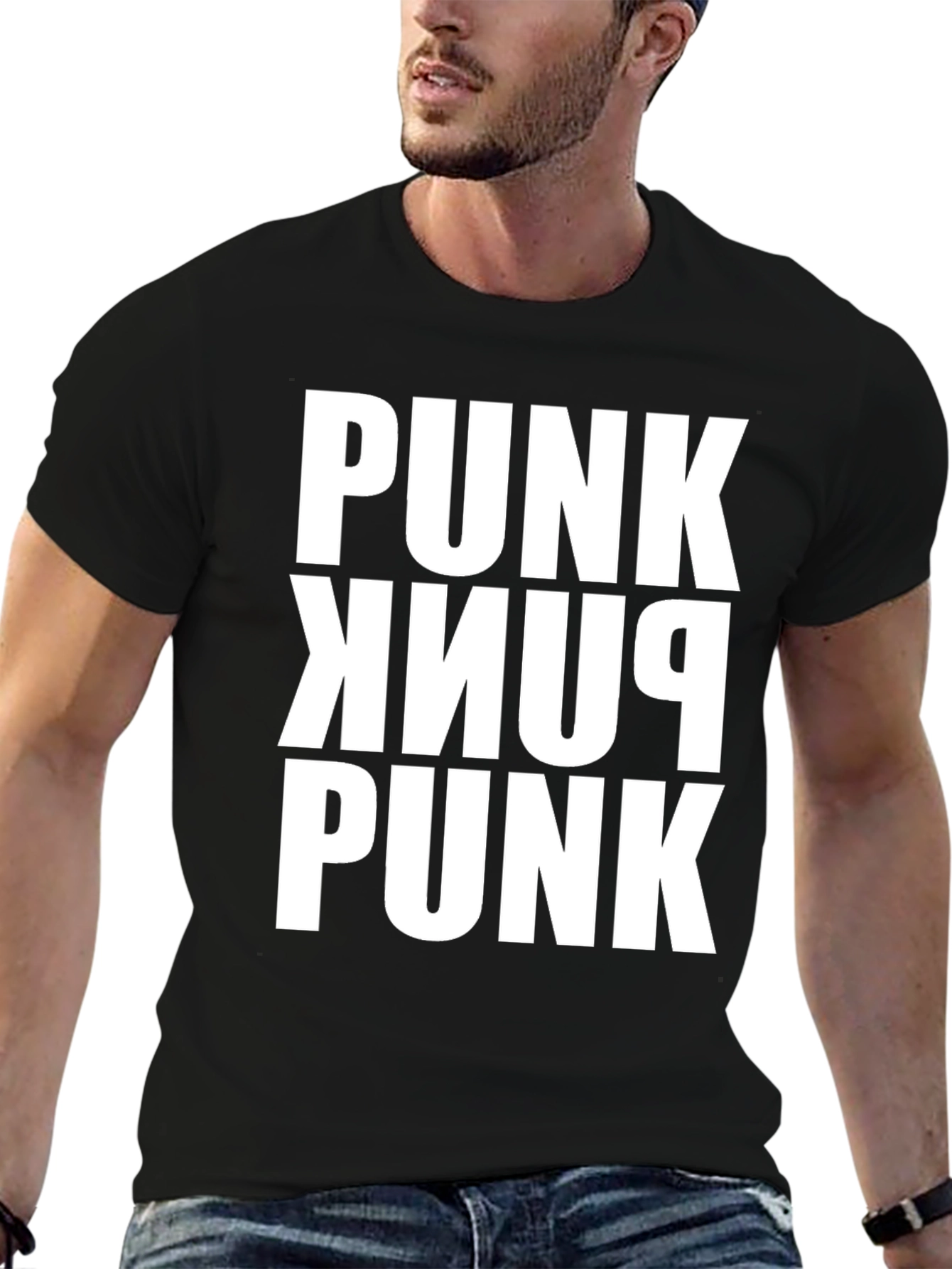 Punk Bold Graphic T-Shirt - Black Cotton Tee