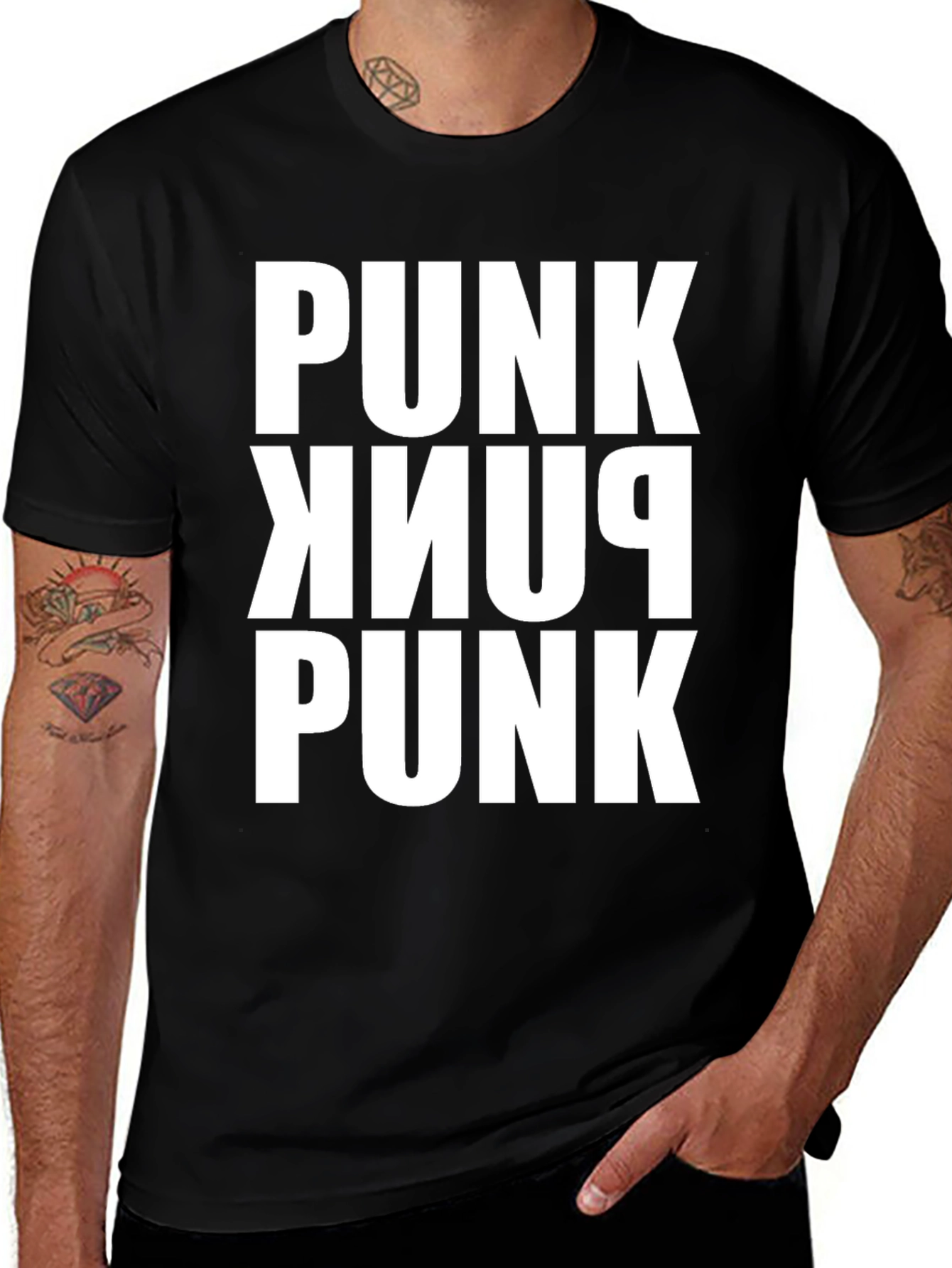 Punk Bold Graphic T-Shirt - Black Cotton Tee