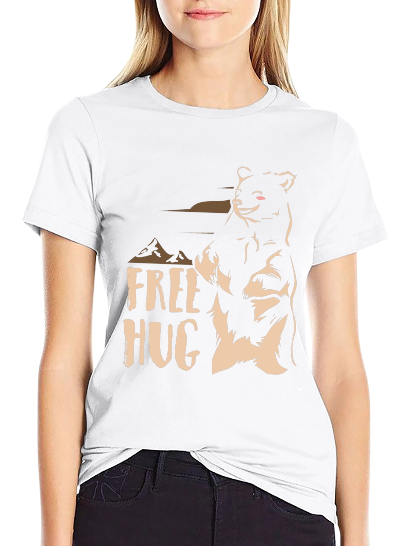 Free Hugs Bear Graphic T-Shirt