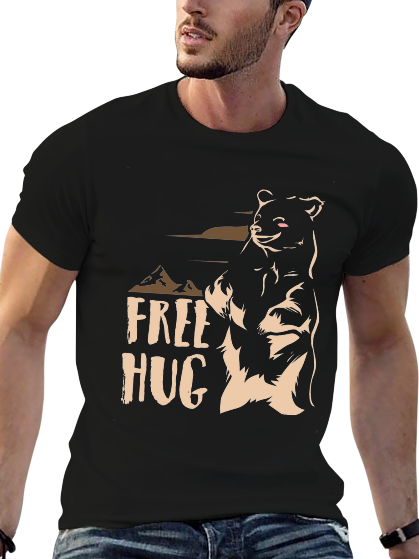 Free Hugs Bear Graphic T-Shirt