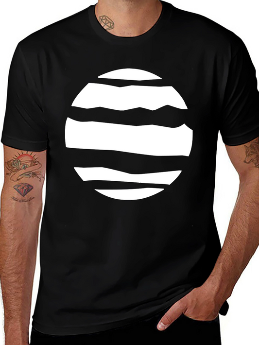 Abstract Sun Graphic Tee - Modern Black T-Shirt