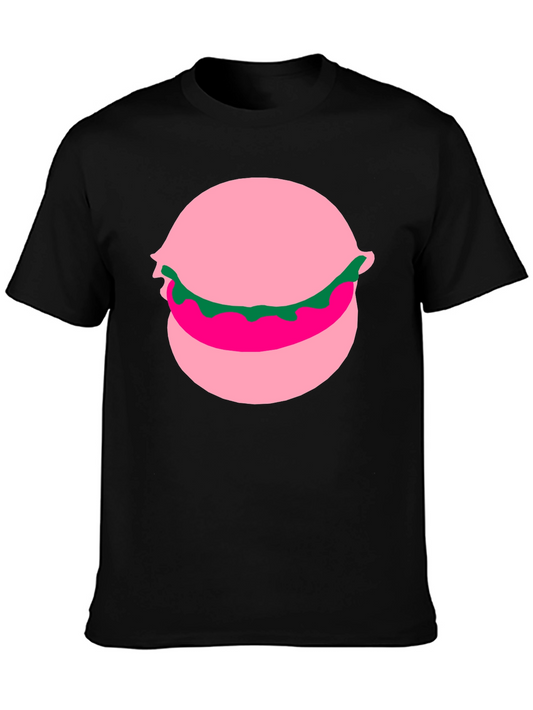 Pink Burger Graphic T-Shirt - Casual Black Tee