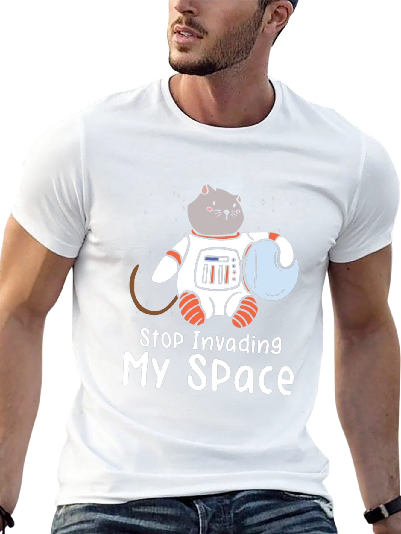 Stop Invading My Space Cat Astronaut T-Shirt