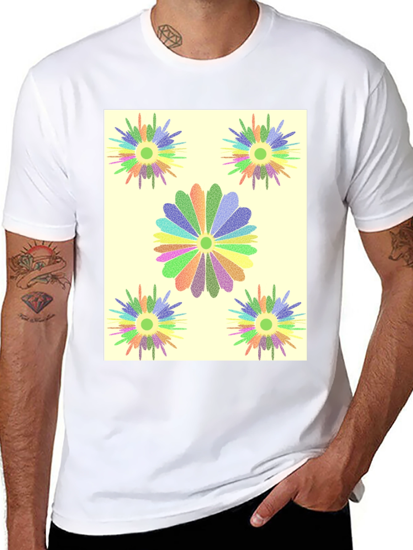 Floral Burst Graphic Tee - Black Cotton T-Shirt