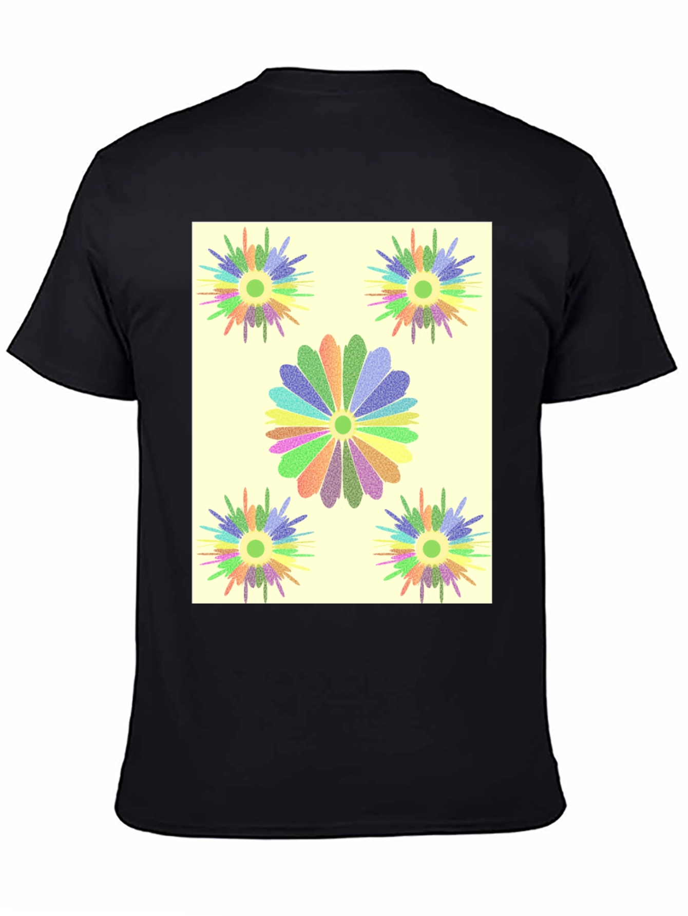 Floral Burst Graphic Tee - Black Cotton T-Shirt
