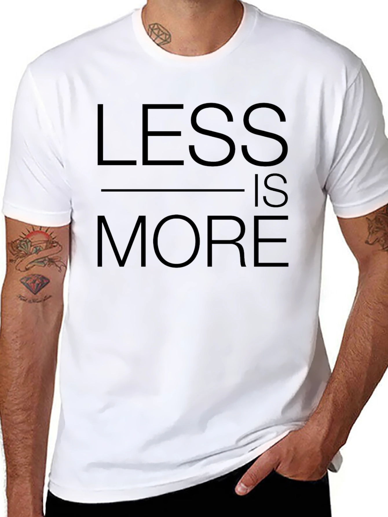 Minimalist Less is More Black T-Shirt