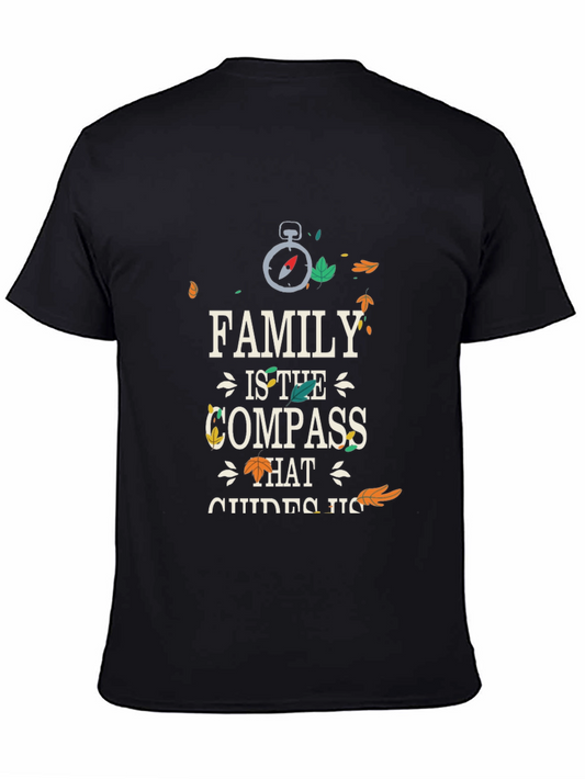 Family is the Compass Black Graphic T-Shirt
