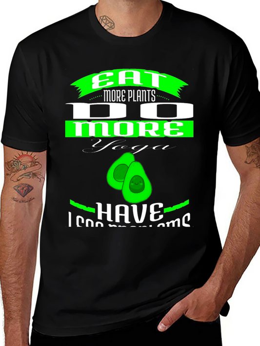 Eat More Plants Do More Yoga Avocado Graphic T-Shirt