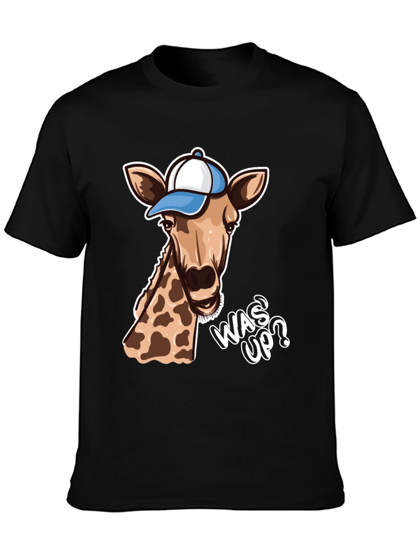Cool Giraffe T-Shirt: Was Up? Black Tee