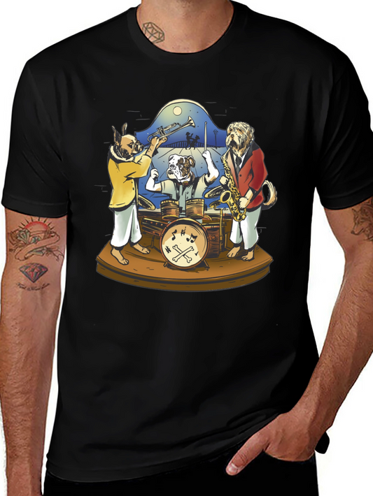 Dog Jazz Band Graphic Tee - Black