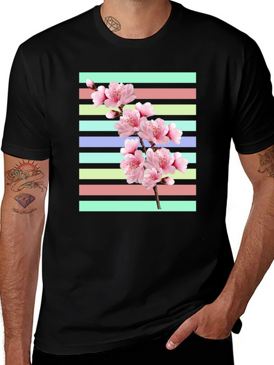 Floral Branch Striped Graphic Tee