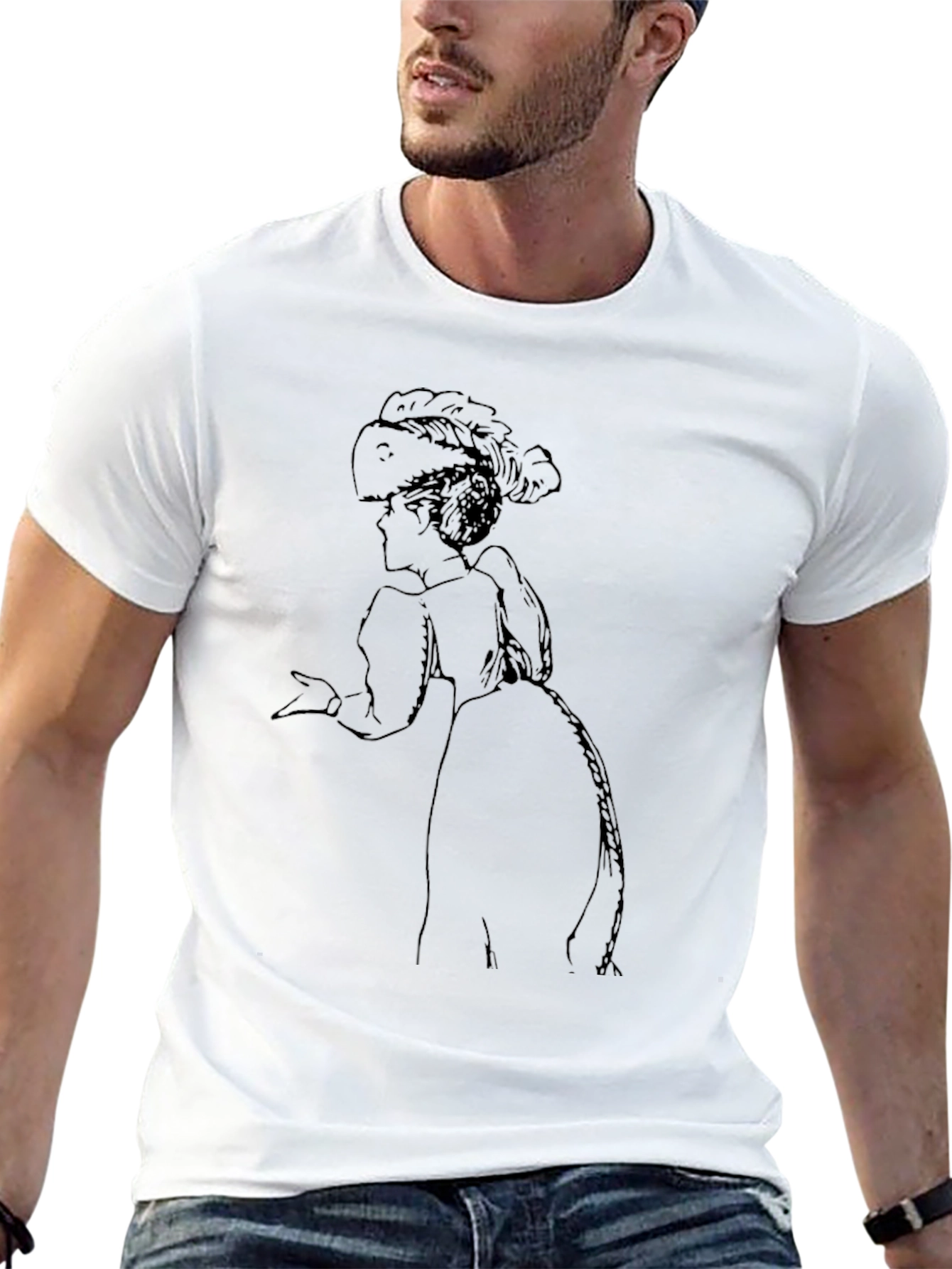 Victorian Lady Graphic Tee - Black Cotton T-Shirt
