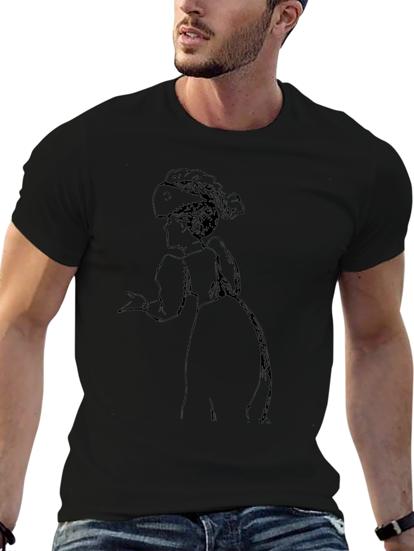 Victorian Lady Graphic Tee - Black Cotton T-Shirt