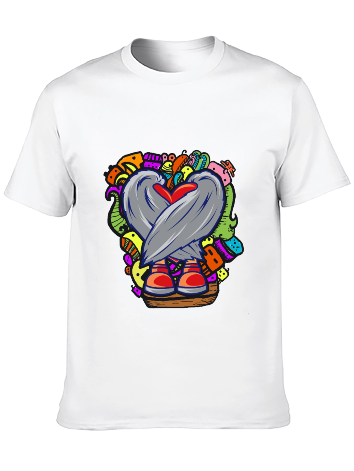 Doodle Heart Graphic Black T-Shirt