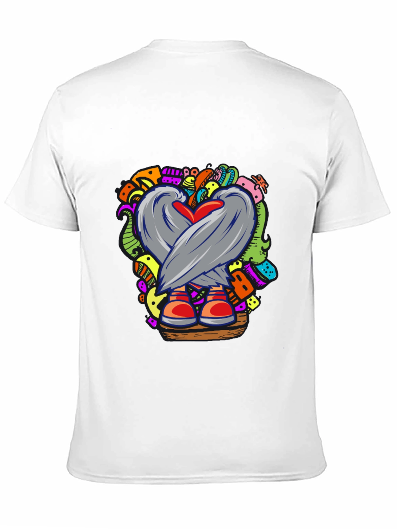 Doodle Heart Graphic Black T-Shirt