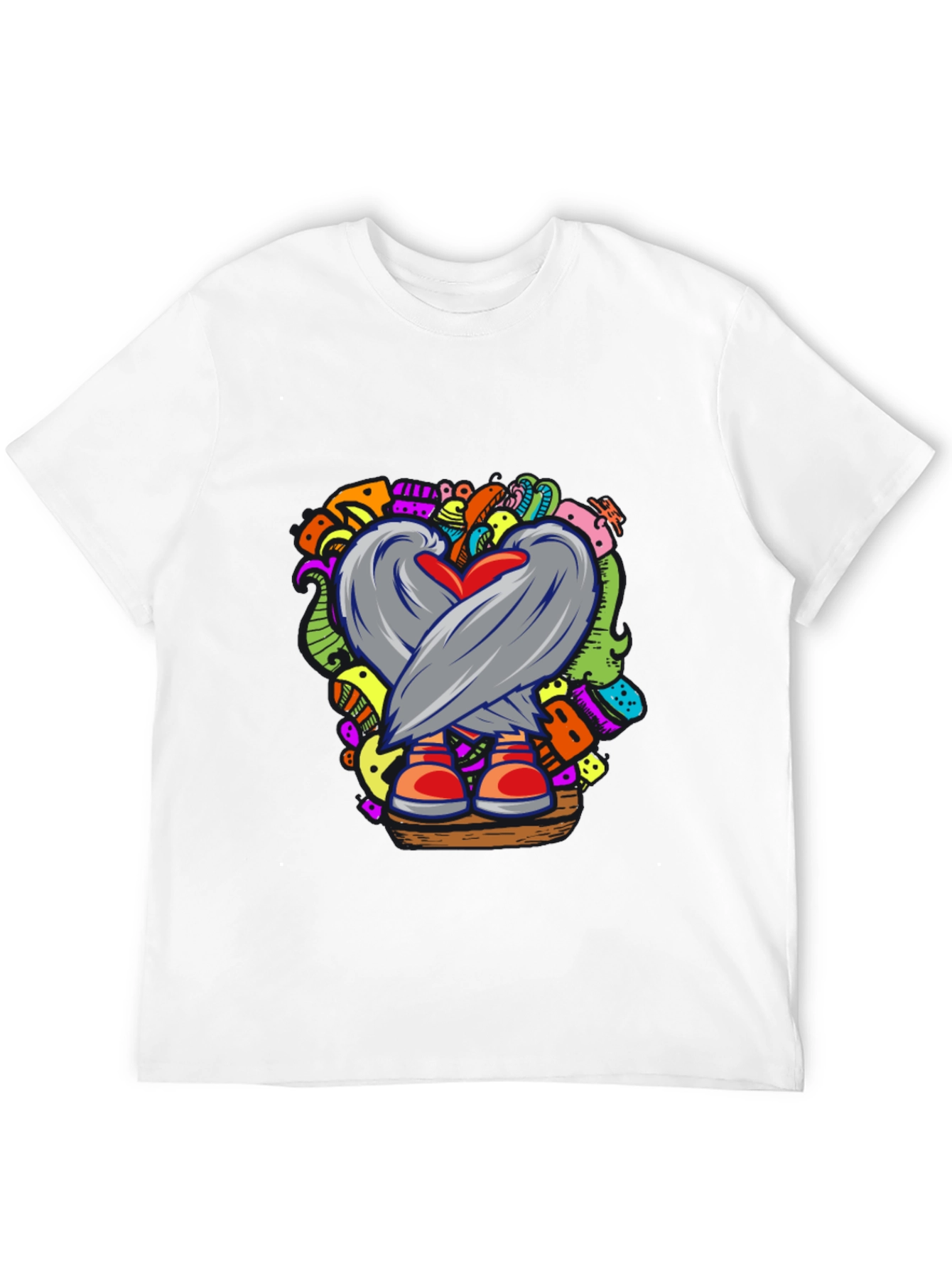 Doodle Heart Graphic Black T-Shirt