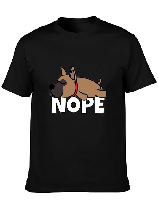 Nope Lazy Dog Graphic Tee - Casual Cotton T-Shirt