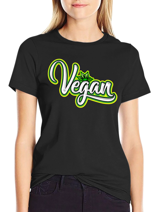 Vegan T-Shirt Black with Leaf Design