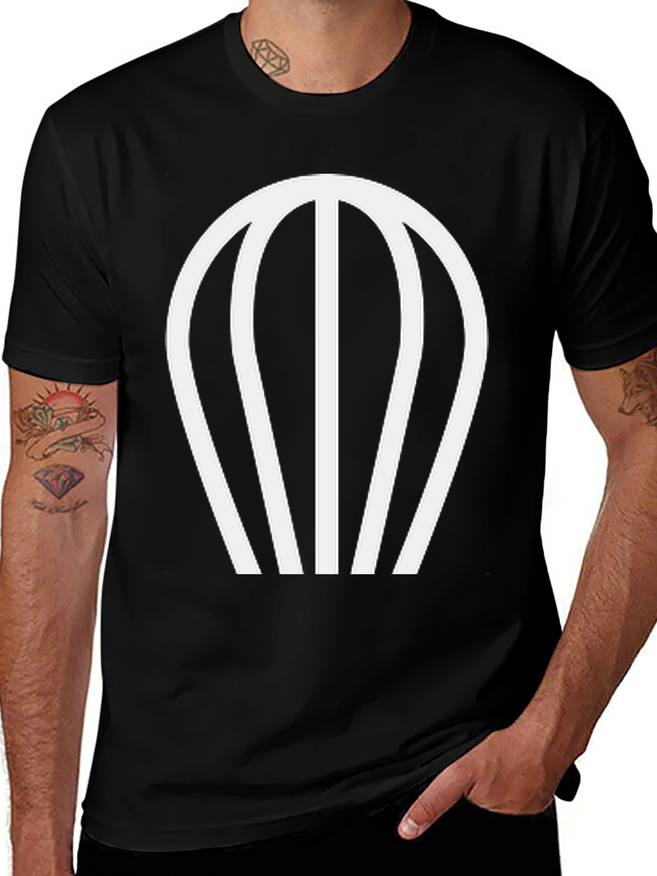 Modern Parachute Graphic Black T-Shirt