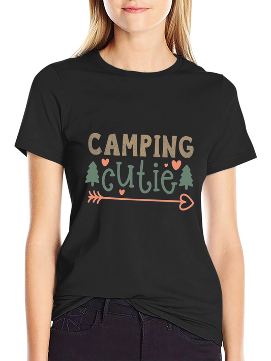 Camping Cutie Graphic Tee - Soft Black T-Shirt