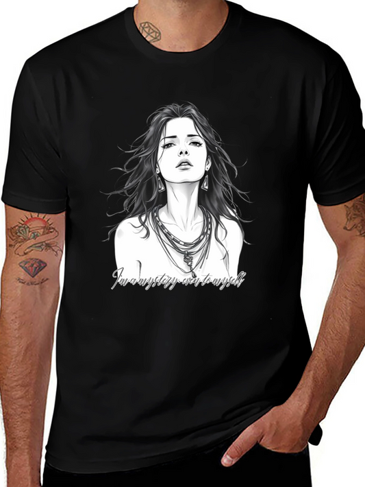 Mystery Woman Graphic Tee - Stylish Black T-Shirt