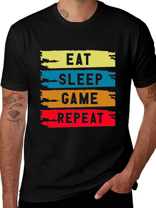 Eat Sleep Game Repeat Graphic Tee - Gamer T-Shirt